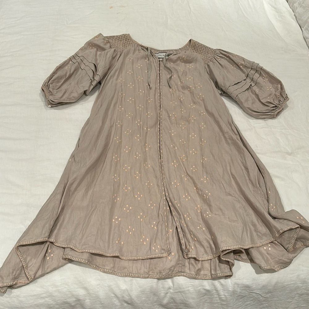 INNIKA Choo Gray Lavendar Linen Dress